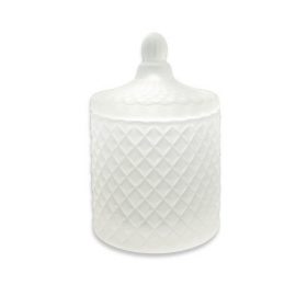 230ml Frosted White GEO Cut Glass Luxury Candle Supplies LCS