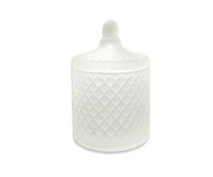 230ml Frosted White GEO Cut Glass Luxury Candle Supplies LCS