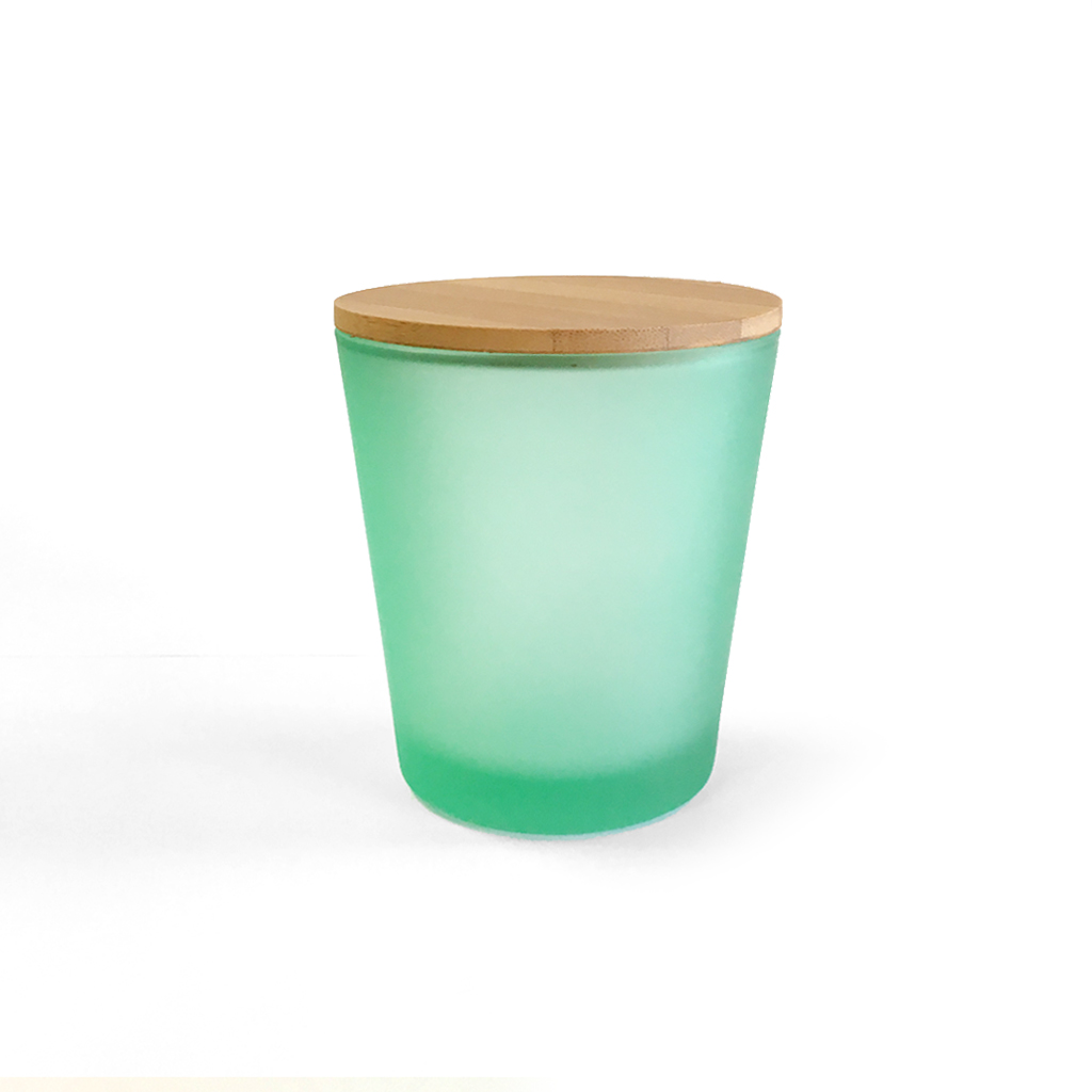 Bundle Frosted Green Glass Tumbler & Bamboo Lid Luxury Candle Supplies