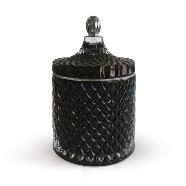 Large Geo Jar (500 ml) Royal Black with Silver (R7) Luxury Candle