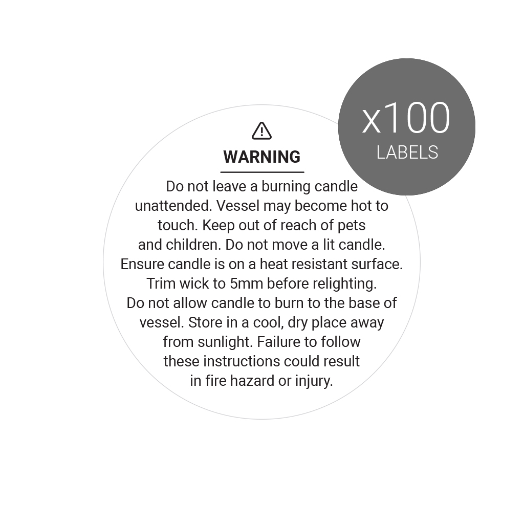 Generic Candle Warning Labels 45mm – 100pc - Luxury Candle Supplies