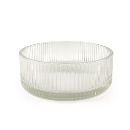 VN Large 750ml Ribbed Glass Clear Bowl (220F1804)