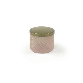 VN Mini Swirl Ribbed Glass Pot & Gold Lid - Light Pink (220F1661)