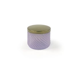 VN Mini Swirl Ribbed Glass Pot & Gold Lid - Light Purple (220F1658)