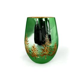 Renee Jar - Christmas Trees Green with Gold