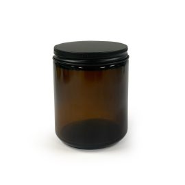 250ml Apothecary Amber Glass Jar with Screw Top Matte Black Lid