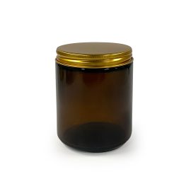 250ml Apothecary Amber Glass Jar with Screw Top Gold Lid