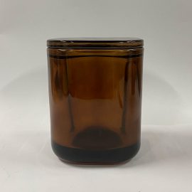 Large Cube Jar w Lids - Amber