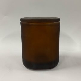 Large Cube Jar w Lids - Frosted Amber