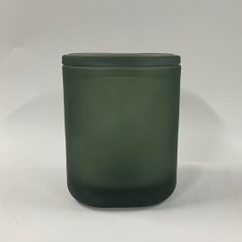 Large Cube Jar w Lids - Frosted Forest Green