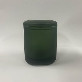 Small Cube Jar w Lids - Frosted Forest Green