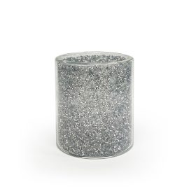 Small Double Walled Glitter Jar - Silver
